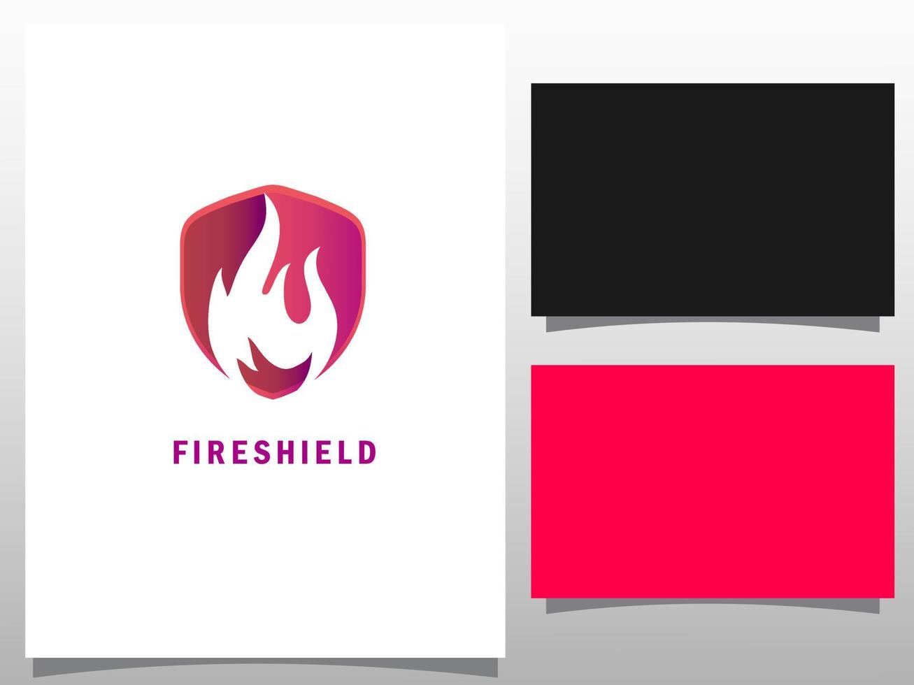 Fire shield logo design concept elements vector