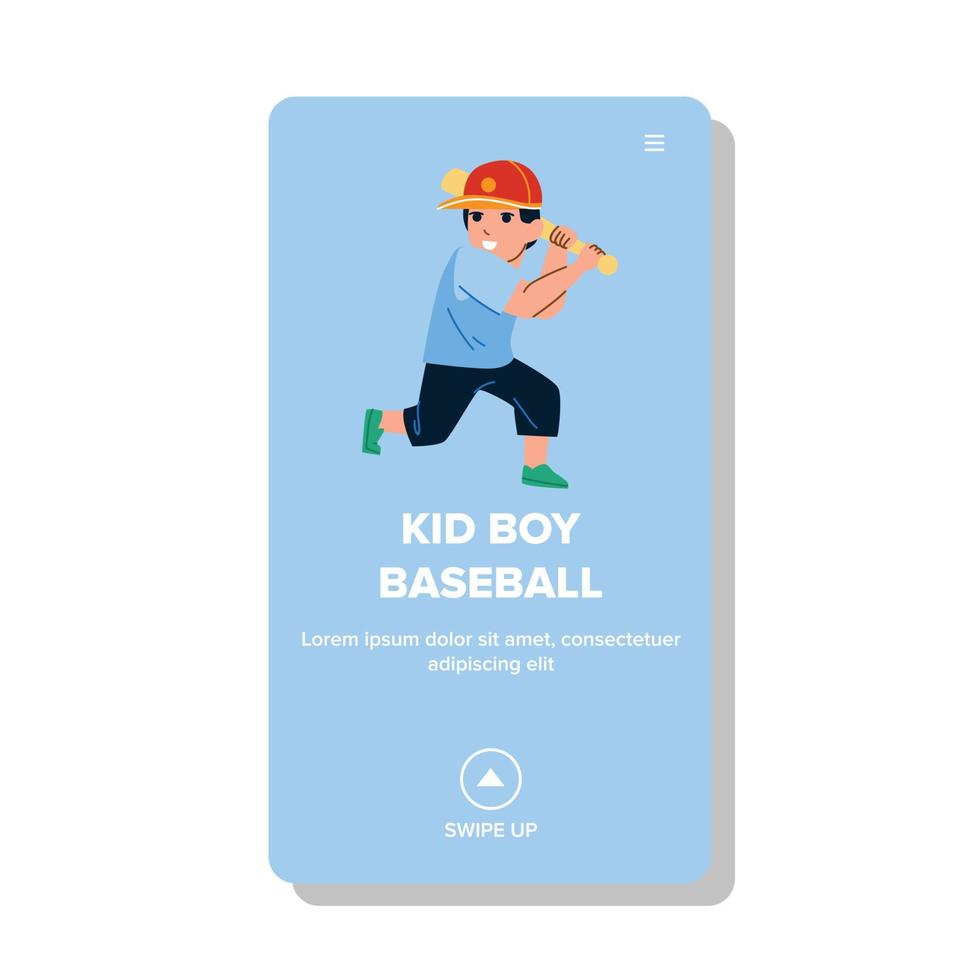 Kid Boy Playing Baseball Sportive Game Vector