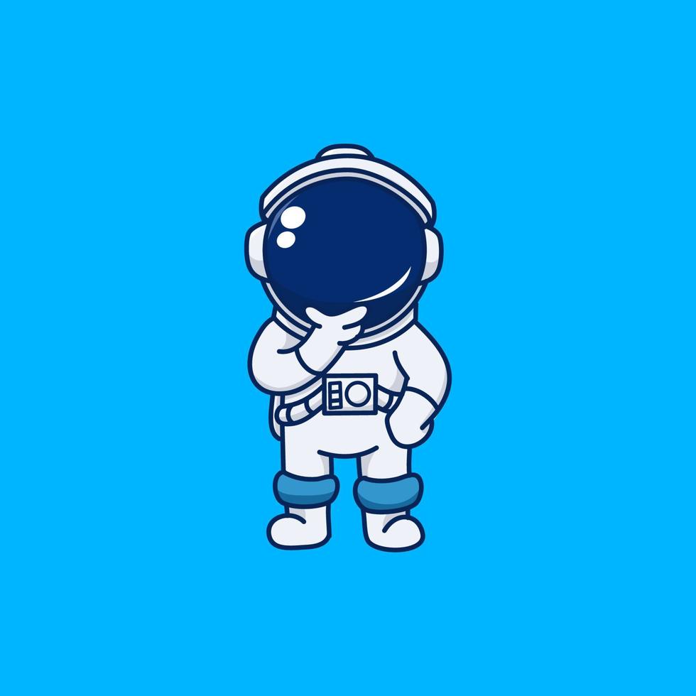 cute thinking astronaut character vector design