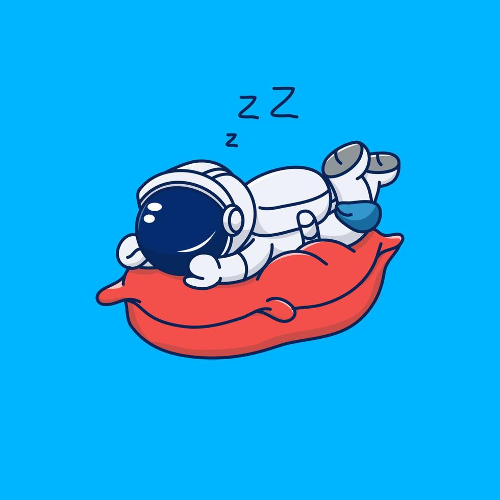 cute sleeping astronaut character vector design