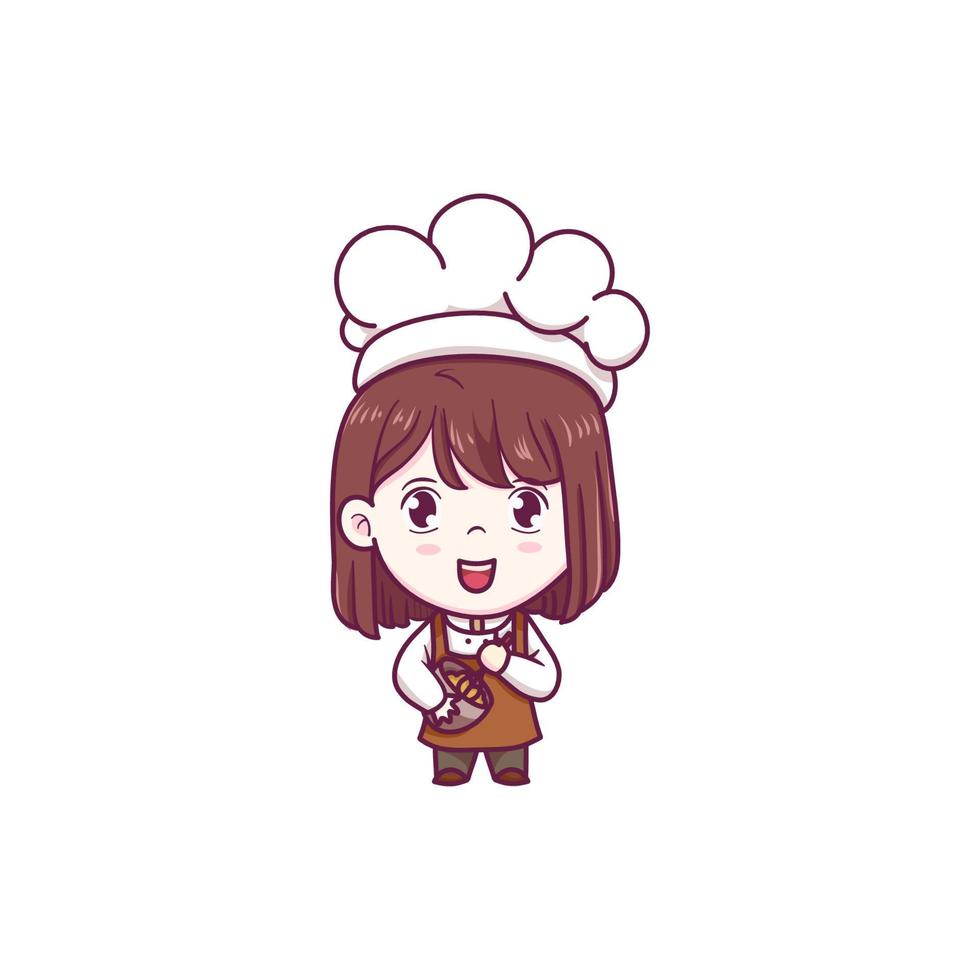 cute chef girl cartoon design vector