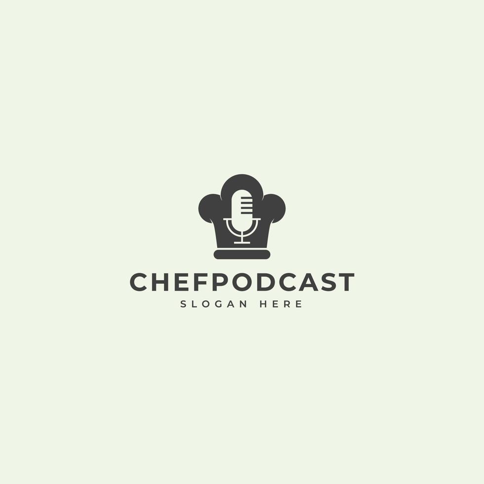 Chef hat of Podcast logo design vector