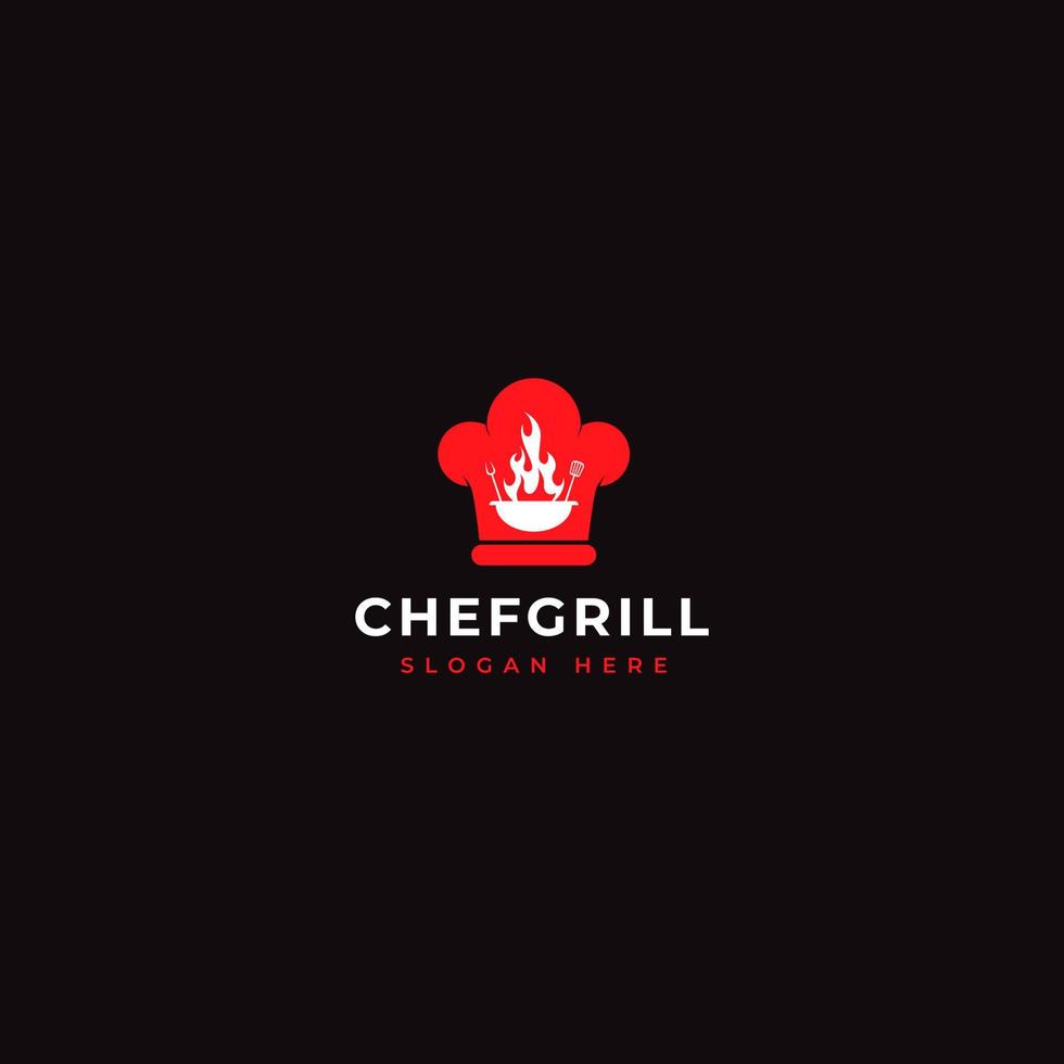 diseño de logotipo de parrilla de chef vector