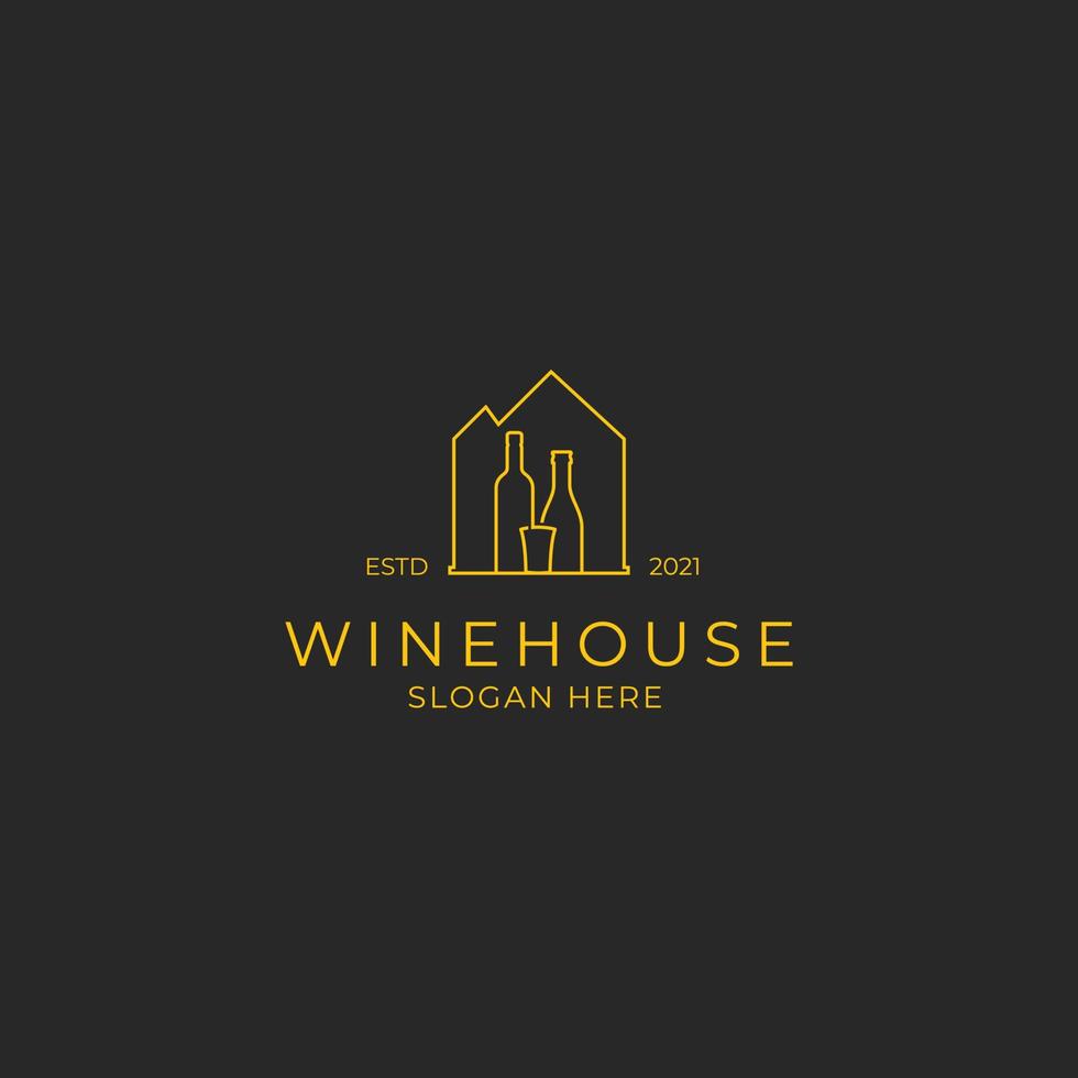 Liquor store shop cafe beer wine house logo design vector