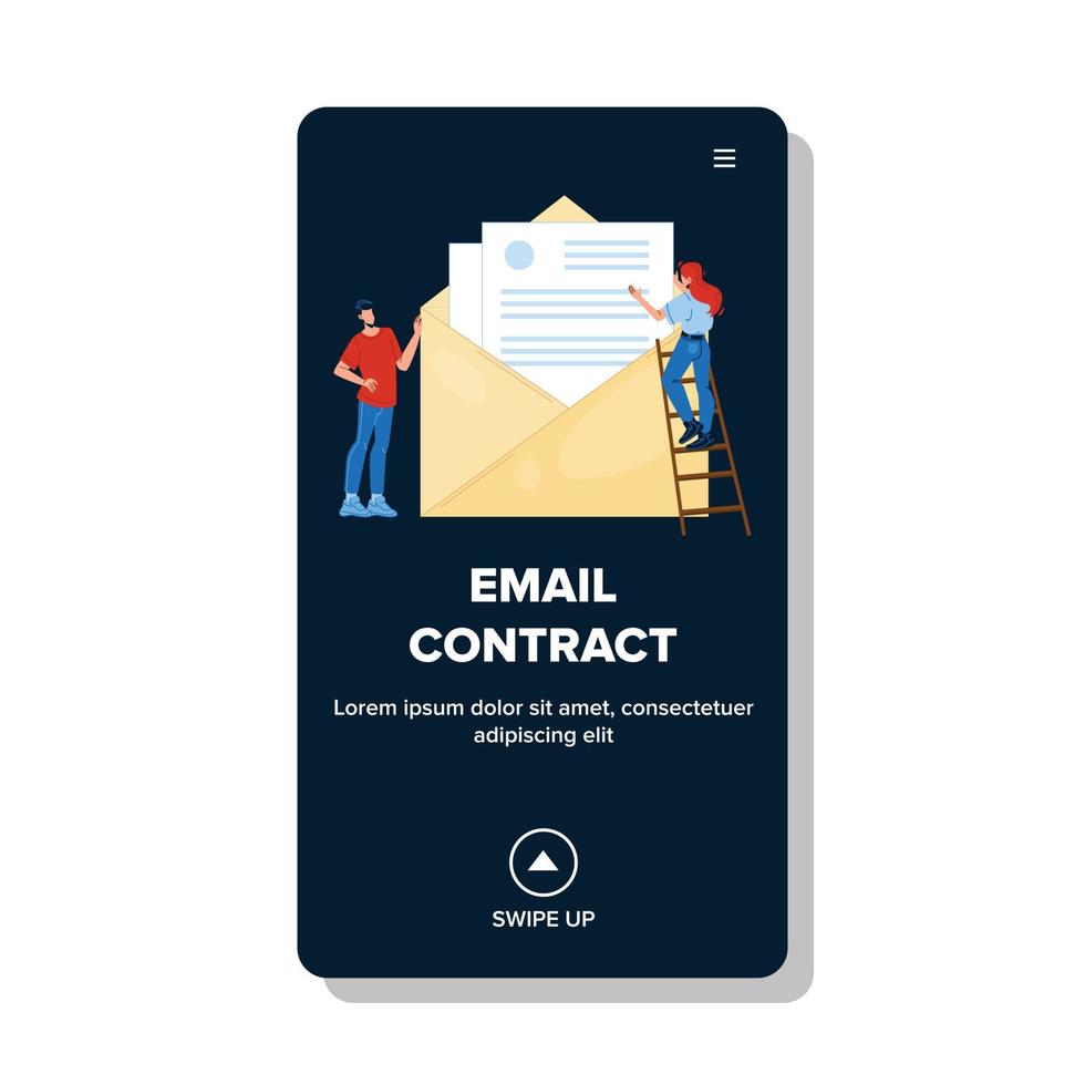 Email Contract Sending Business People Vector