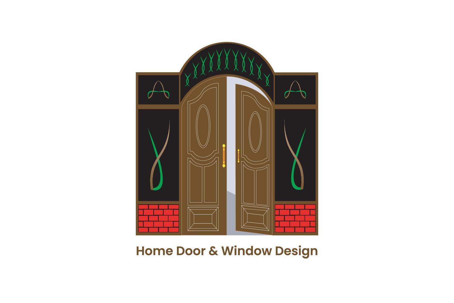house door and window design concept illustration vector