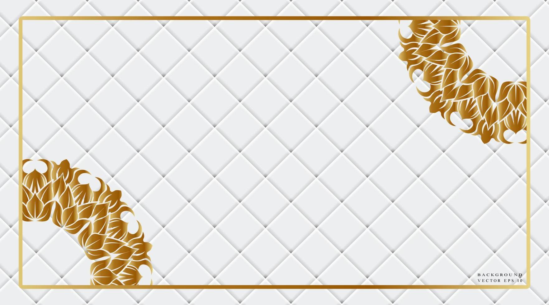 diseño de fondo blanco con decoración de borde dorado vector