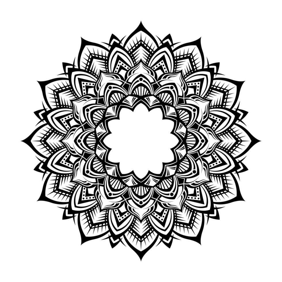 round decoration, vector mandala, black and white