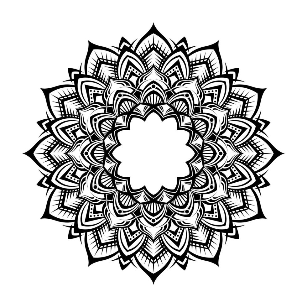 decoración redonda, mandala vectorial, blanco y negro vector