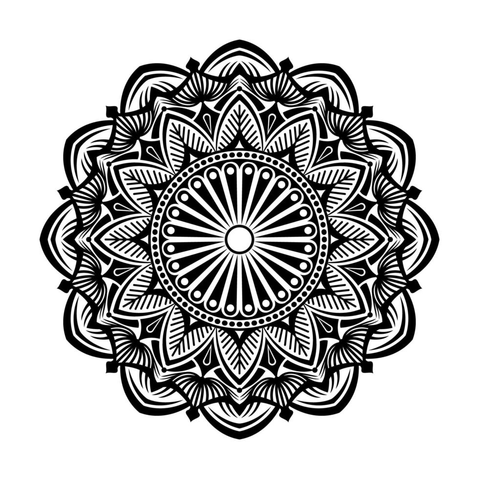 black and white mandala vector, round ornament vector