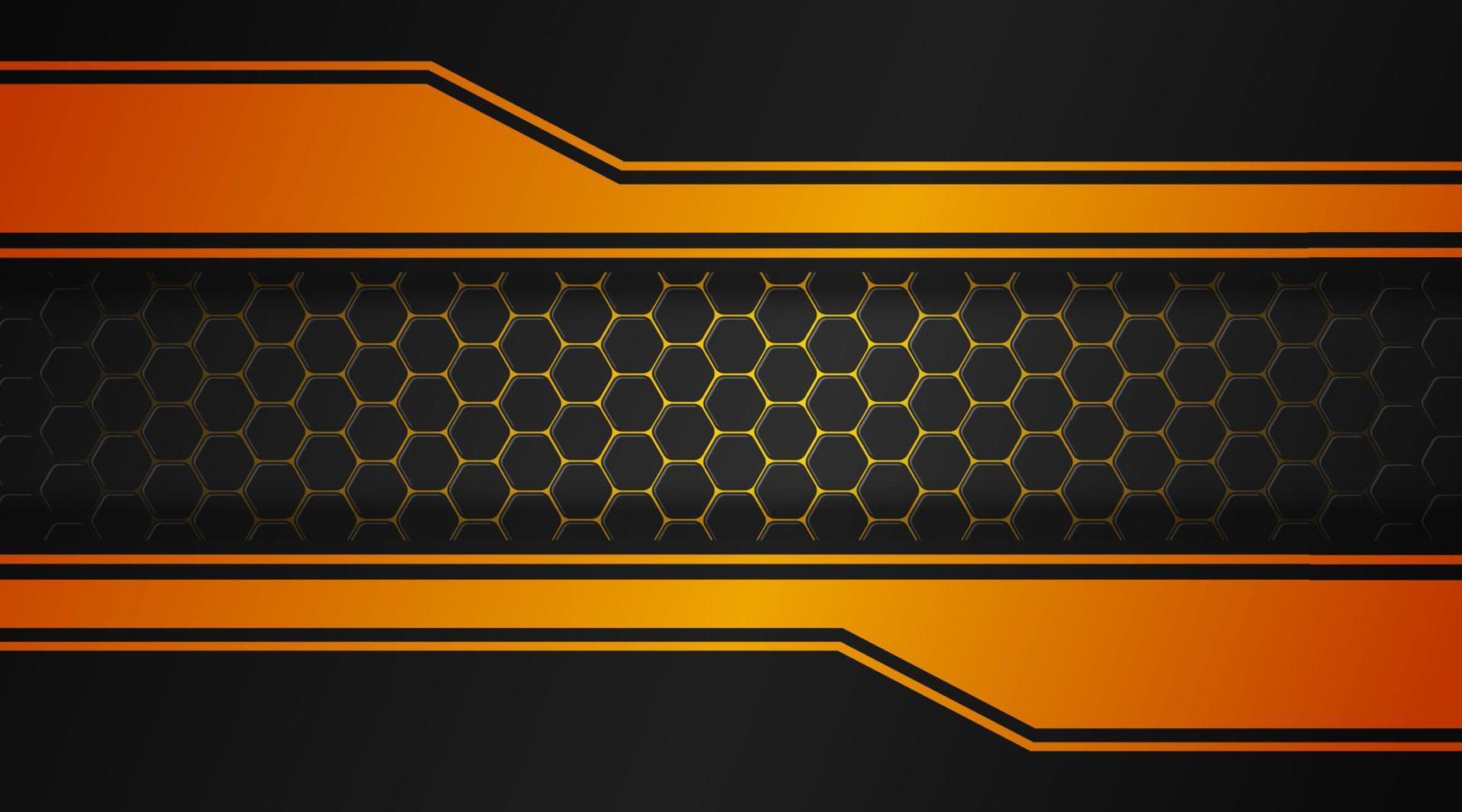 fondo abstracto, negro y naranja, con patrón hexagonal vector