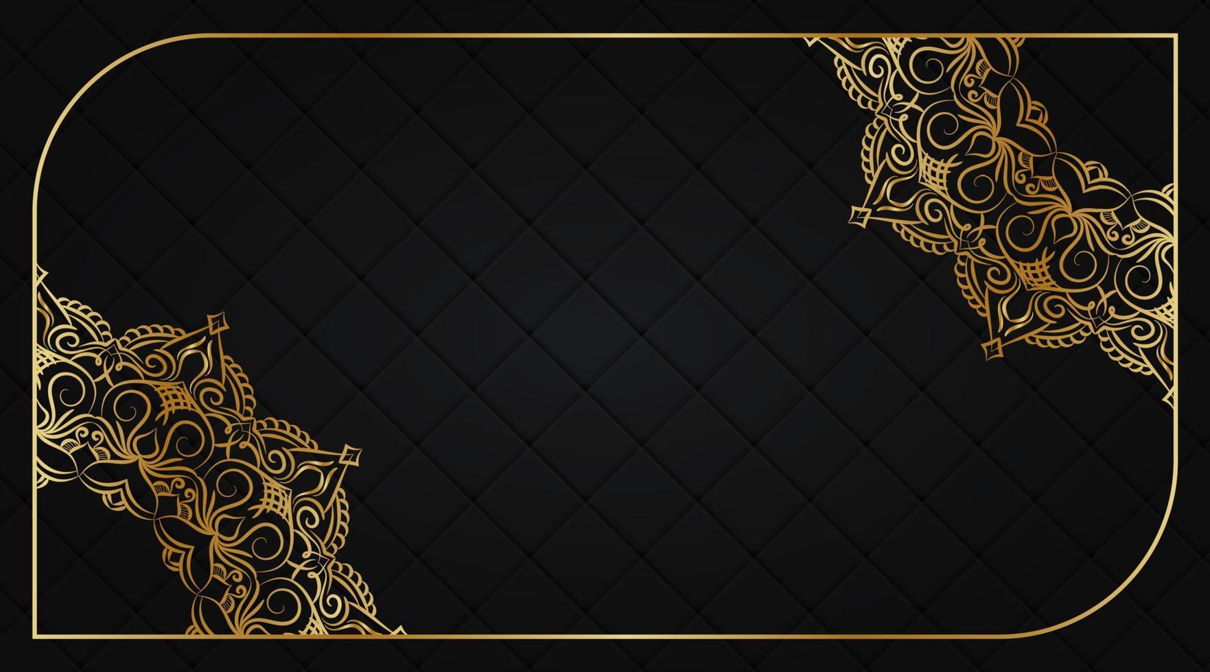 grid black background, with golden mandala vector