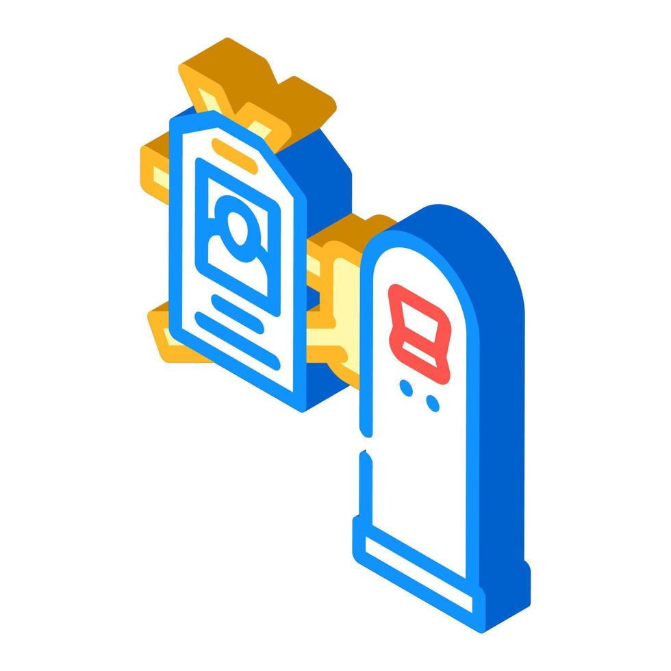 pass key for entry to canteen isometric icon vector illustration