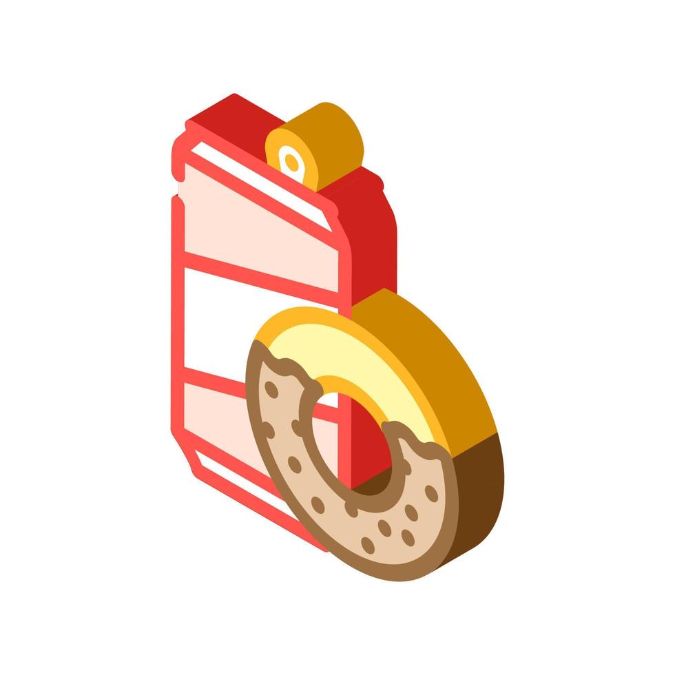 donuts snack and drink bottle isometric icon vector illustration