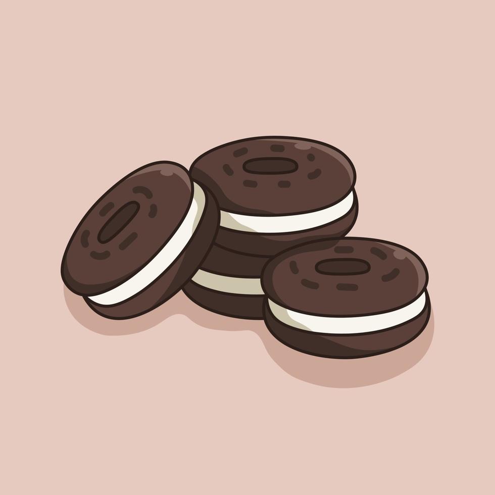 Delicious Chocolate Biscuits Illustration Vector Cartoon Style
