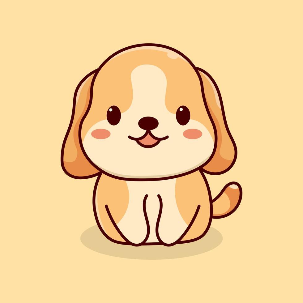 Cute Doodle Dog Sitting. Cartoon Character Illustration vector