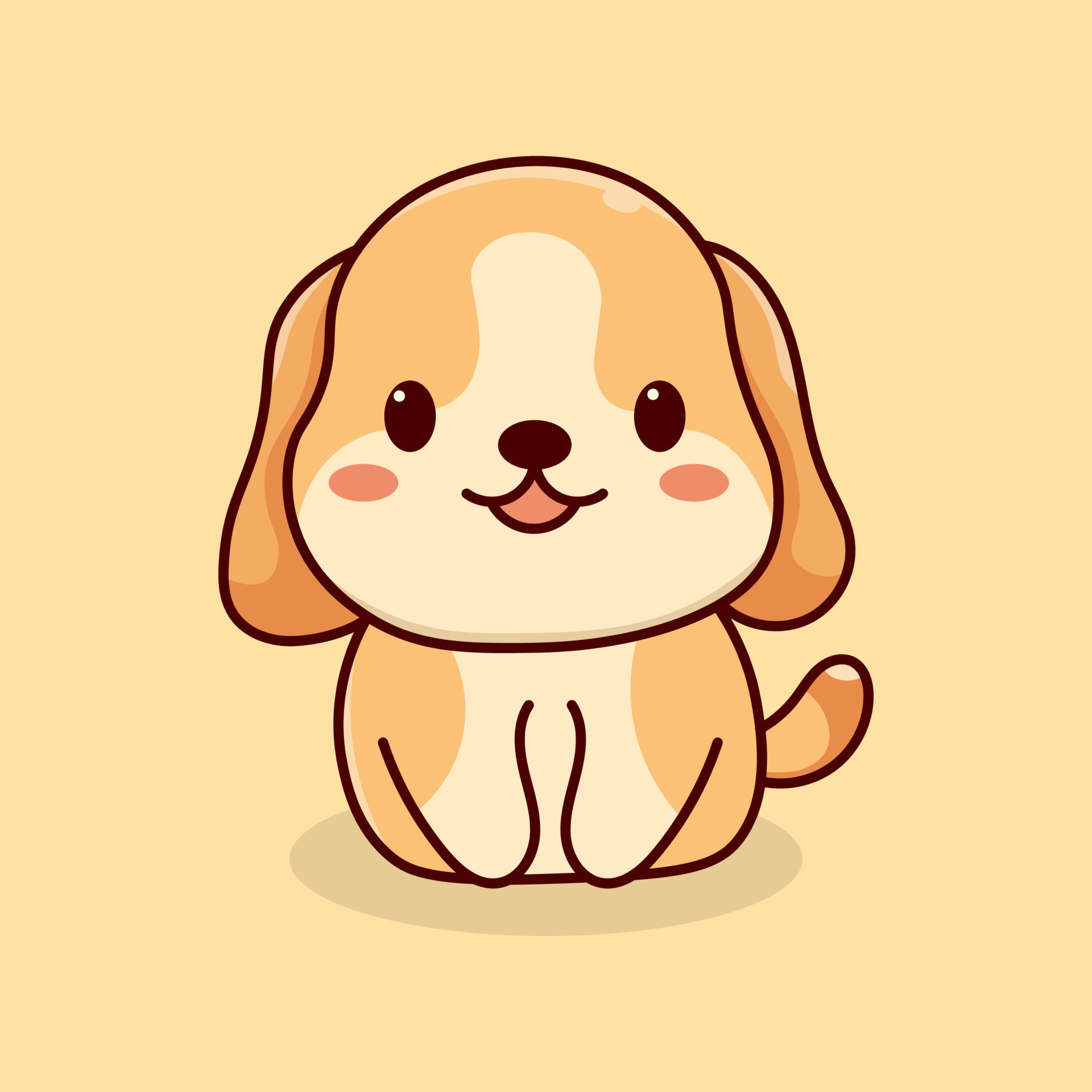 Cute Doodle Dog Sitting. Cartoon Character Illustration 8097132 ...