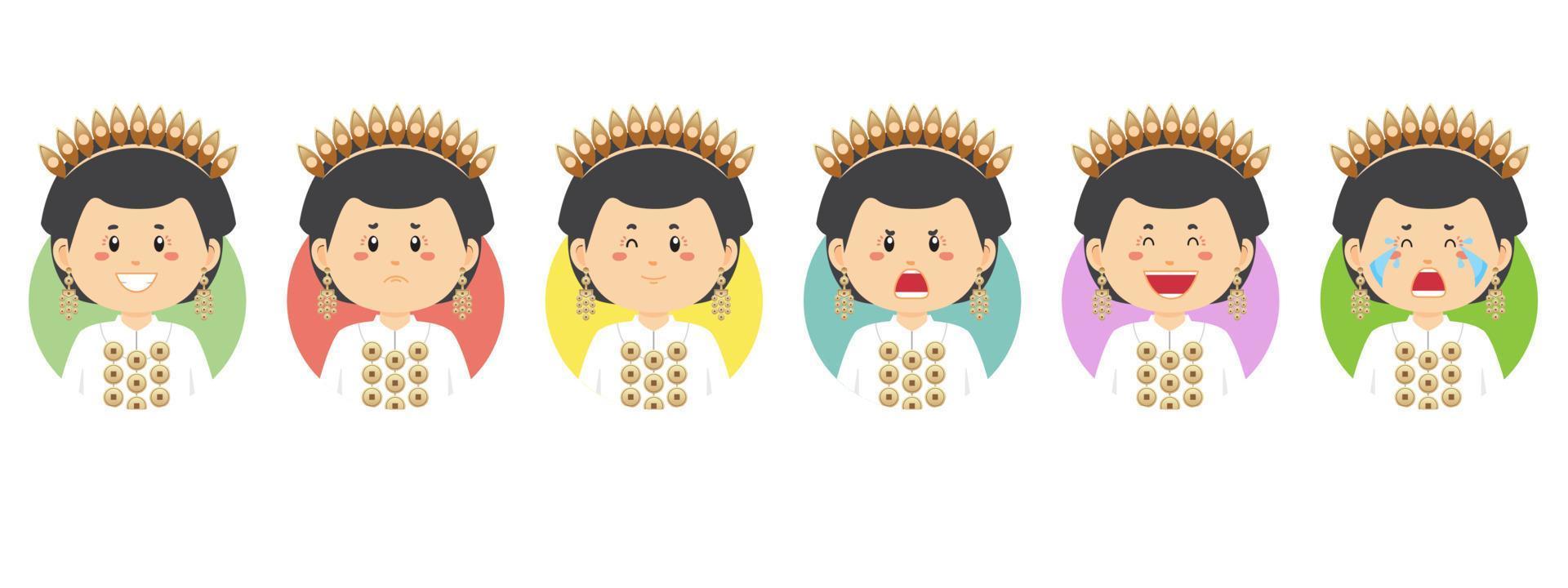 Indonesia Avatar with Various Expression vector
