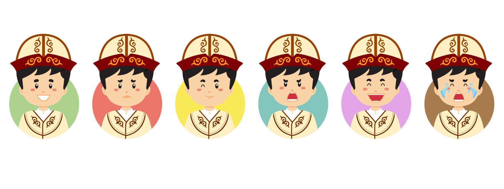 avatar de Kirguistán con varias expresiones vector