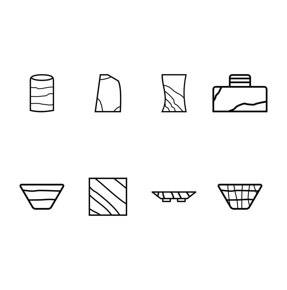 set of flower vase line art vector