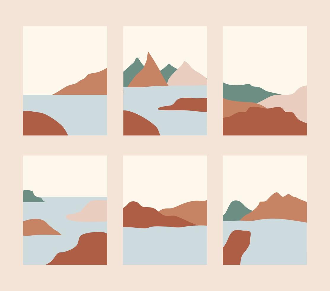 set of abstract boho landscape vector