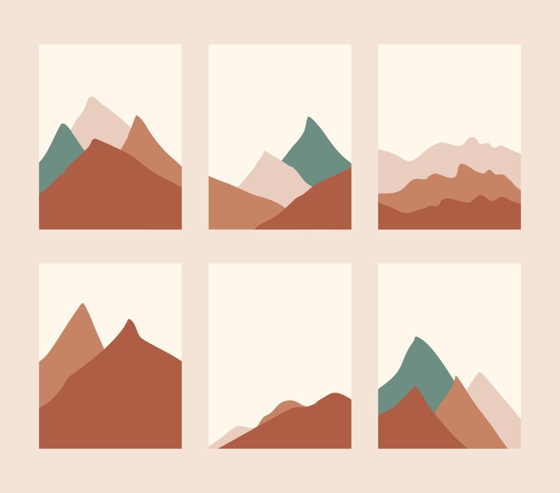 set of abstract boho landscape vector