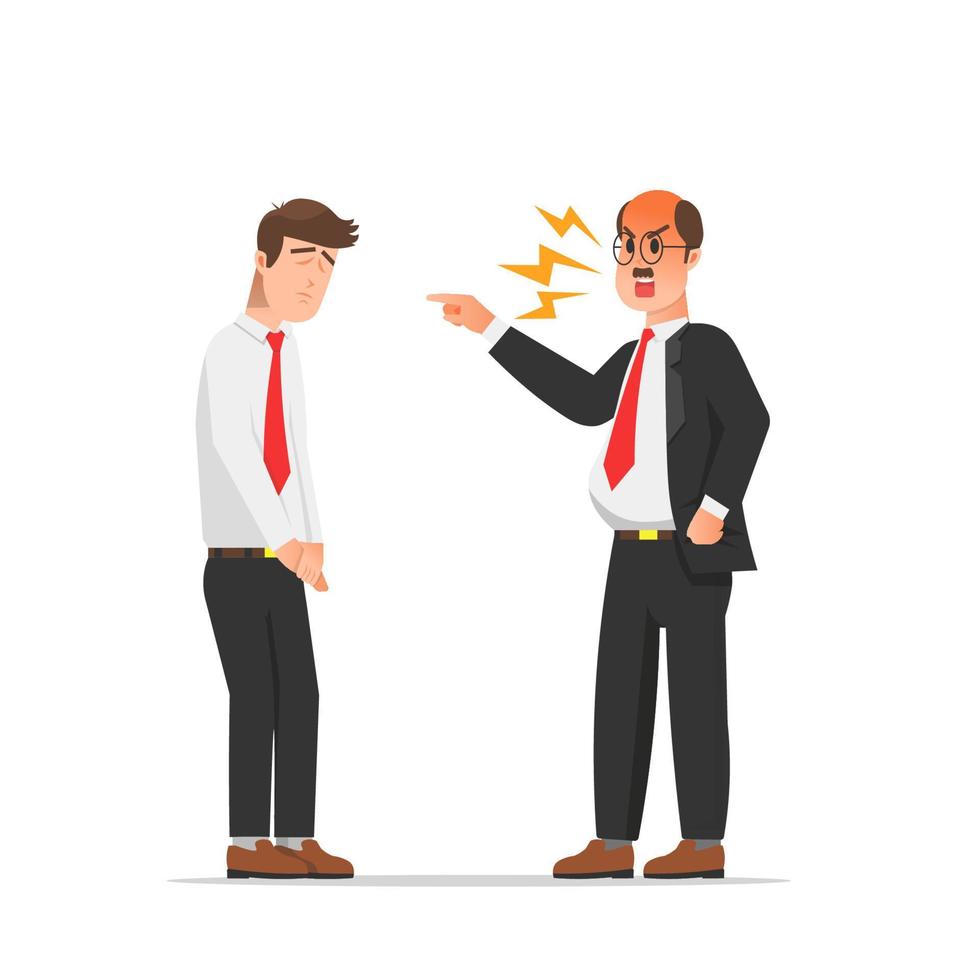 A male employee is being scolded by his boss vector