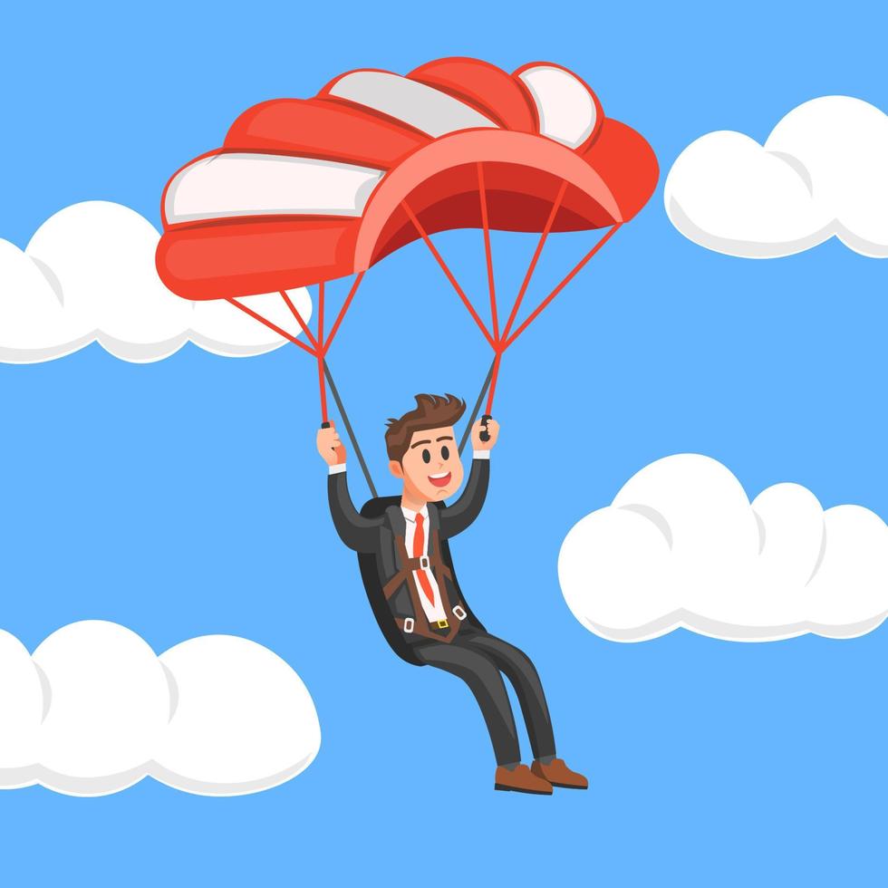 Vector illustration of business people parachuting