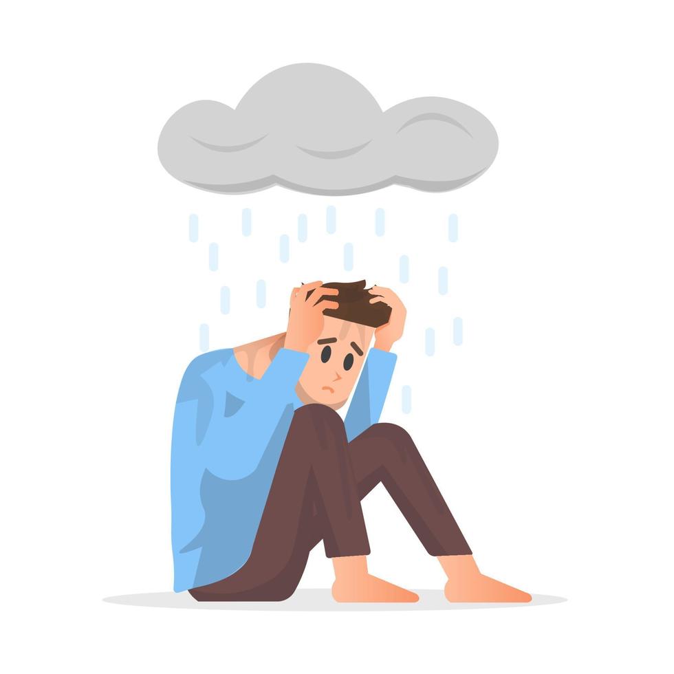 illustration of a man feeling depressed vector