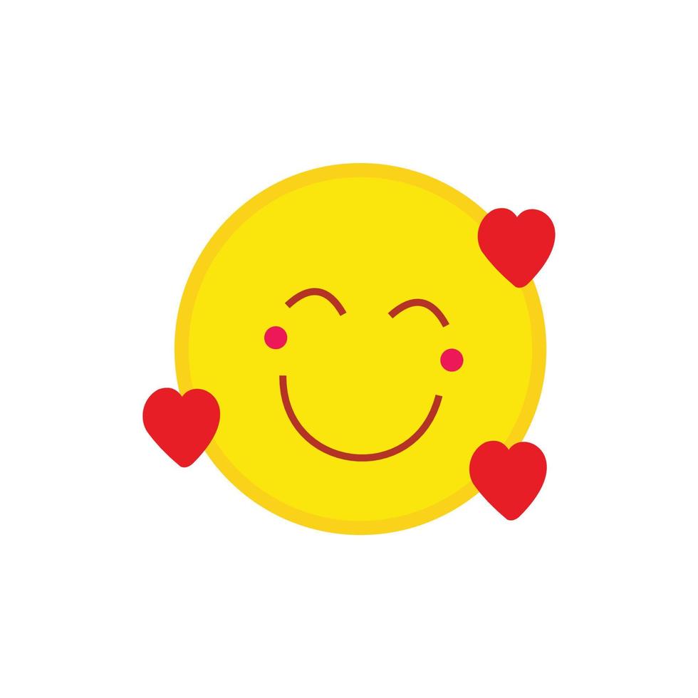 emoticon amarillo redondo con vector de dibujos animados de forma de amor  pequeño 8097466 Vector en Vecteezy