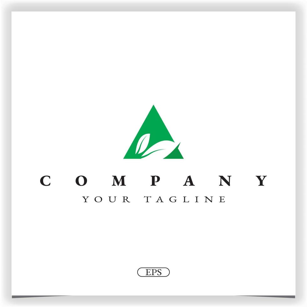 triangle with leaf  logo premium elegant template vector eps 10