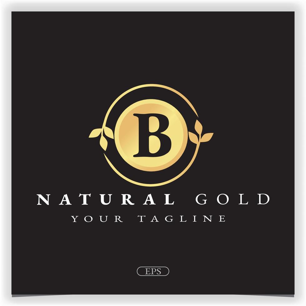 naturaleza oro letra b logo premium elegante plantilla vector eps 10