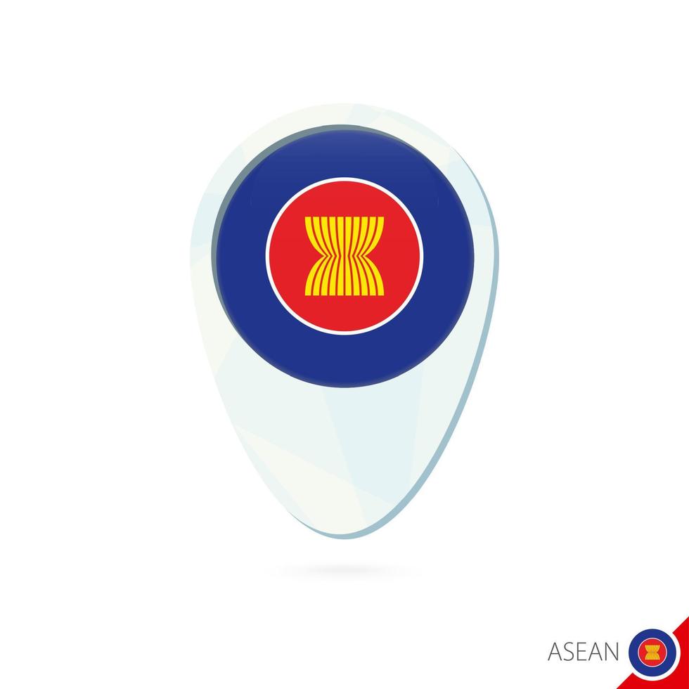 icono de pin del mapa de ubicación de la bandera de la asean sobre fondo blanco. vector