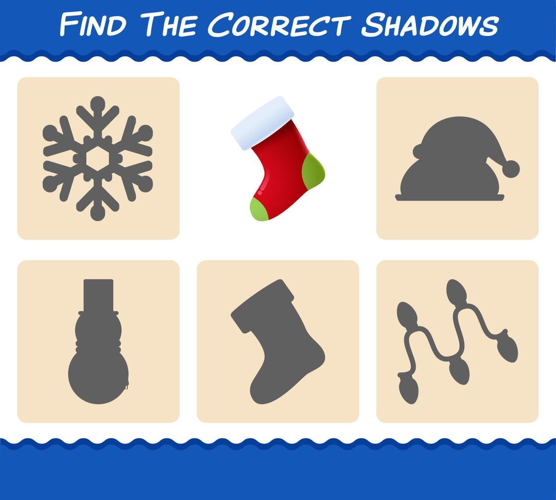 Find the correct shadows of sock. Searching and Matching game. Educational game for pre shool years kids and toddlers vector