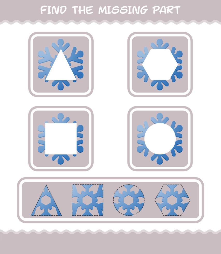 Match cartoon snowflake parts. Matching game. Educational game for pre shool years kids and toddlers vector