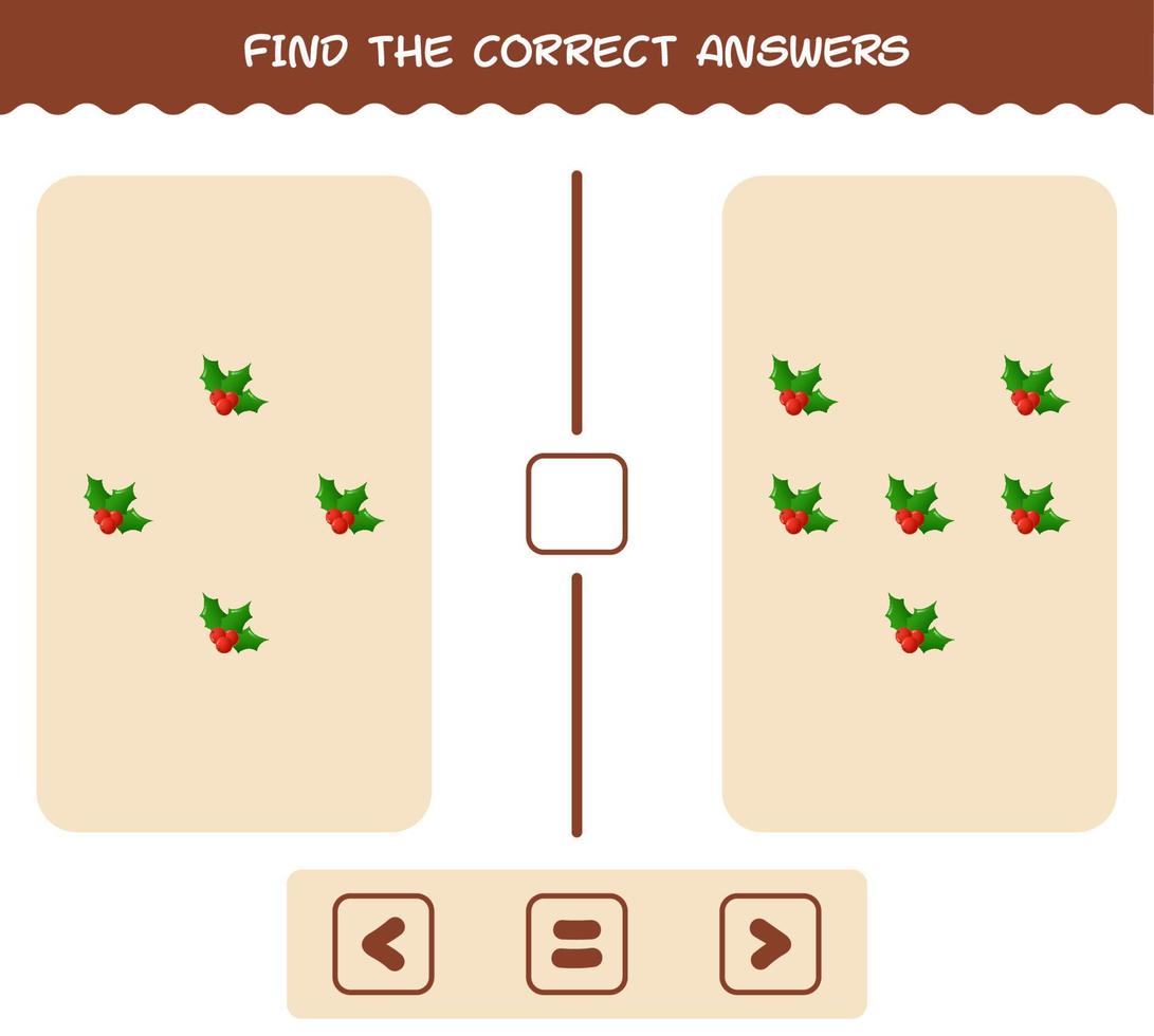 encuentra las respuestas correctas de cartoon holly berry. Juego de buscar y contar. juego educativo para niños y niños pequeños en edad preescolar vector