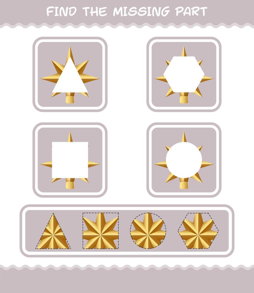Match cartoon christmas star parts. Matching game. Educational game for pre shool years kids and toddlers vector