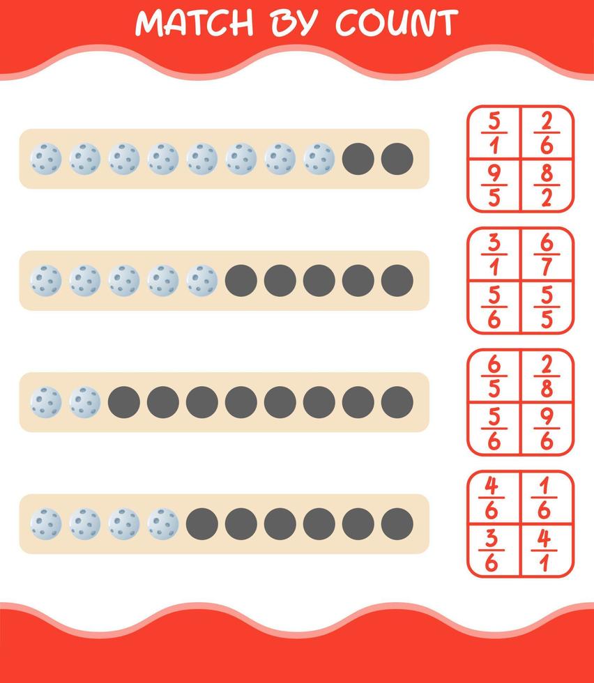 Match by count of cartoon moon. Match and count game. Educational game for pre shool years kids and toddlers vector