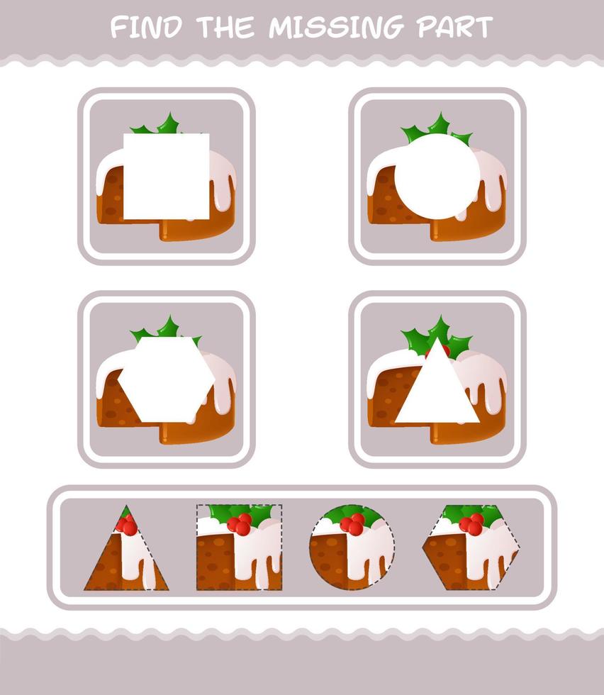 Match cartoon christmas cake parts. Matching game. Educational game for pre shool years kids and toddlers vector