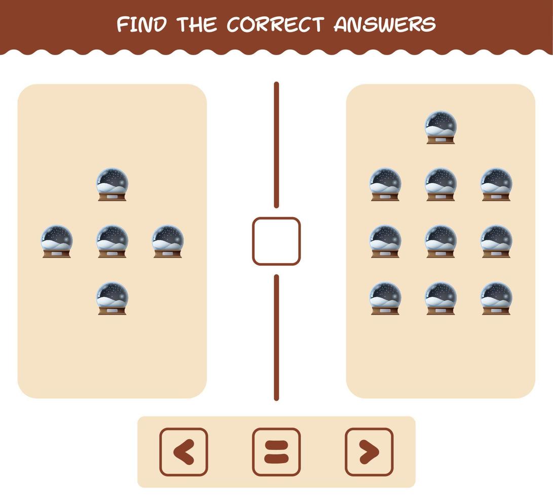 Find the correct answers of cartoon glass snow ball. Searching and Counting game. Educational game for pre shool years kids and toddlers vector