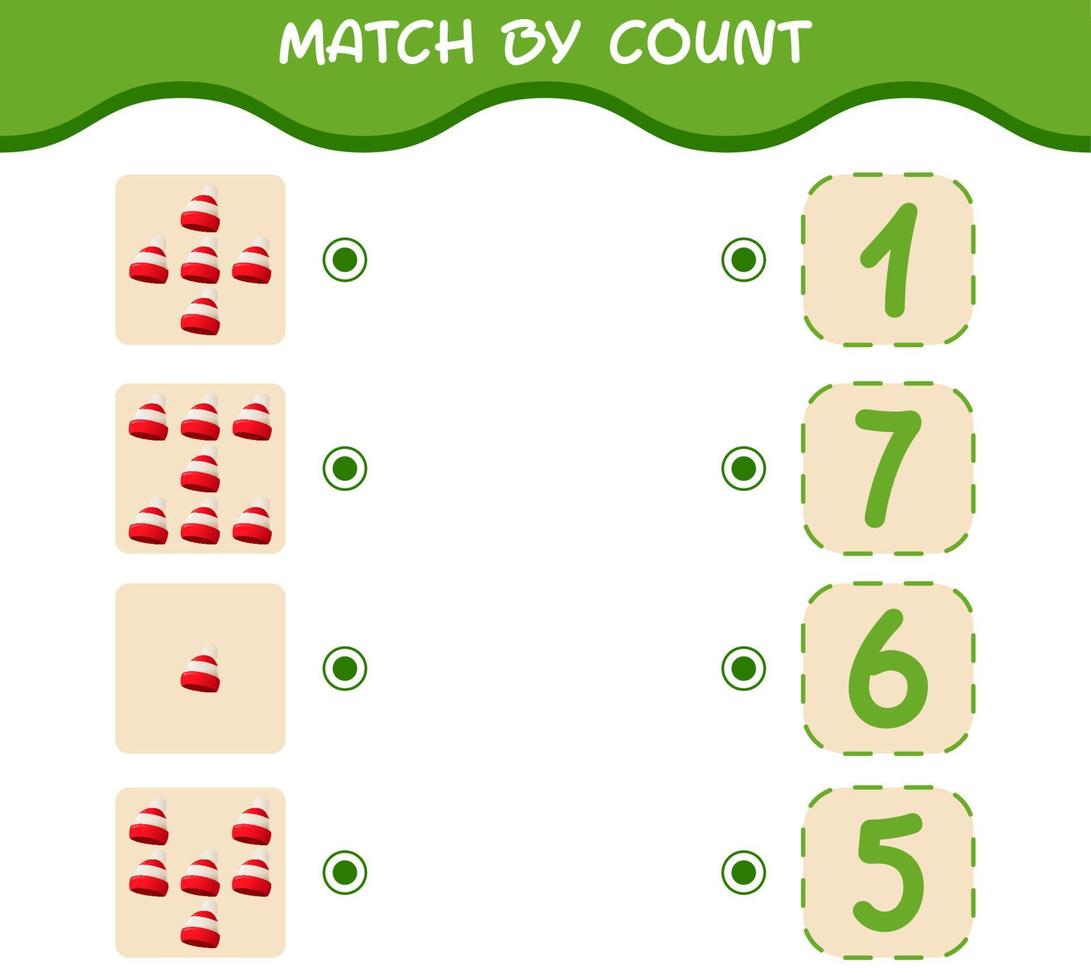 Match by count of cartoon beanie. Match and count game. Educational game for pre shool years kids and toddlers vector