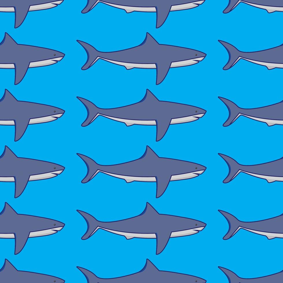 Seamless pattern with white sharks. An ornament with fishes. A print for fabric sea. Flat illustration vector.Fabric print design concept. vector