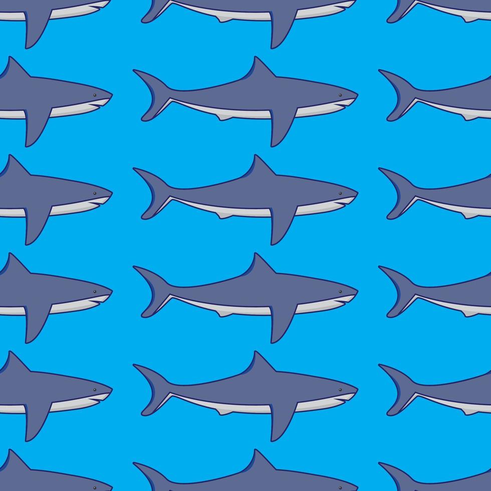 Seamless pattern with white sharks. An ornament with fishes. A print for fabric sea. Flat illustration vector.Fabric print design concept. vector