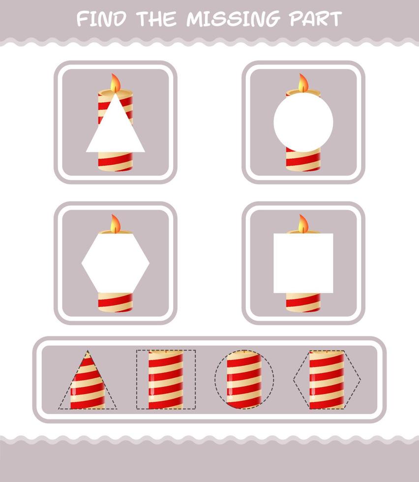 Match cartoon christmas candle parts. Matching game. Educational game for pre shool years kids and toddlers vector