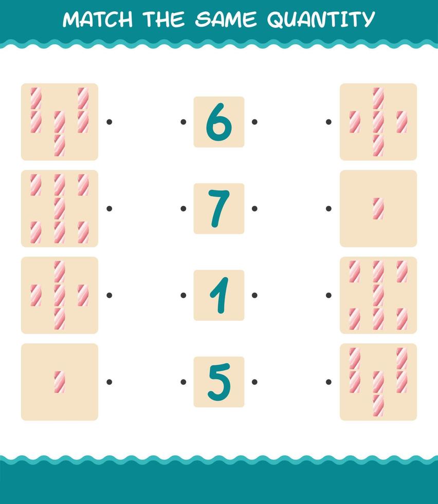 Match the same quantity of marshmallow. Counting game. Educational game for pre shool years kids and toddlers vector