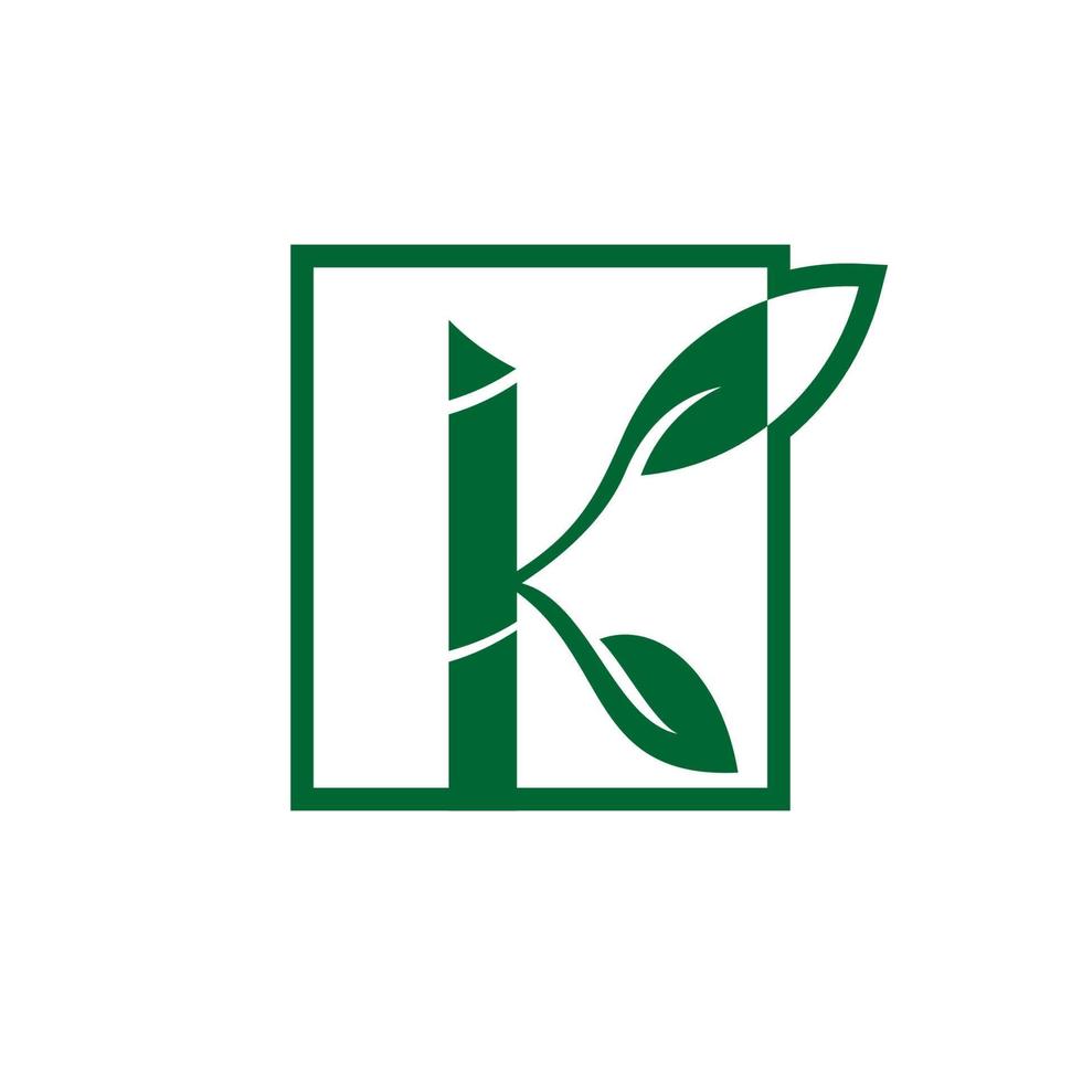 letter K green bamboo logo symbol icon nature forest vector