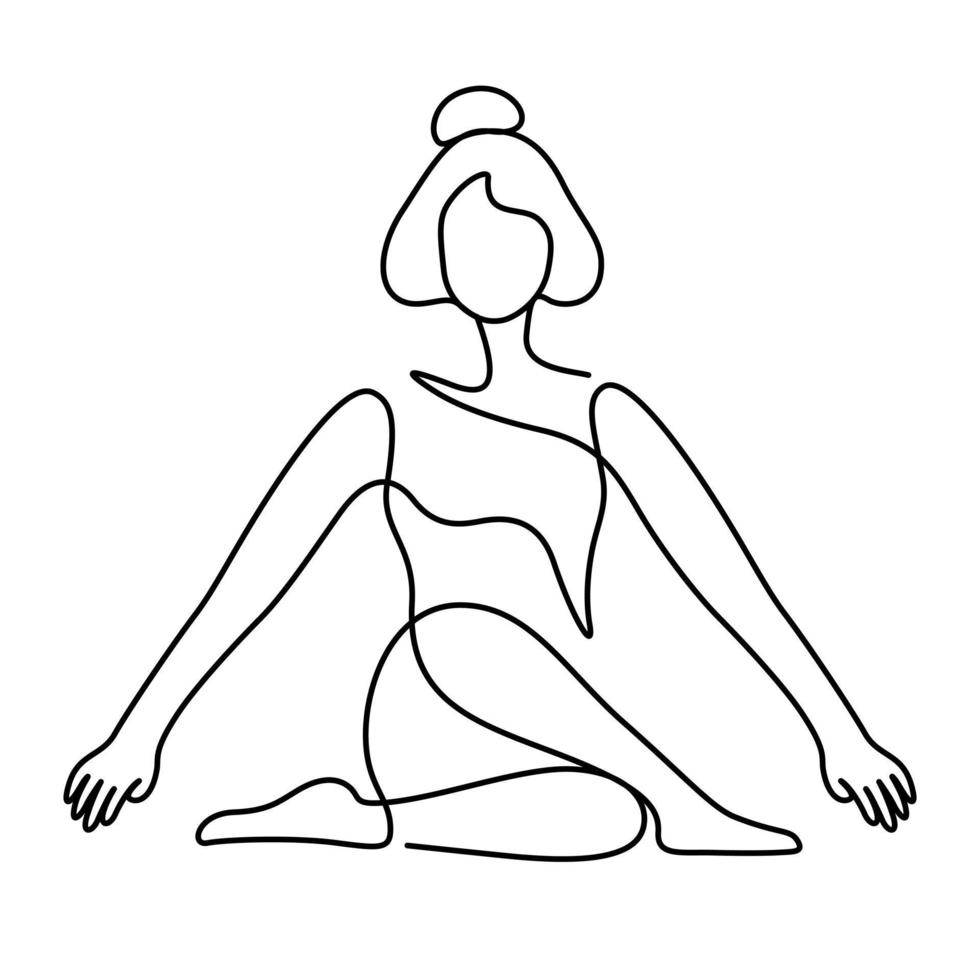 mujer en vector de equilibrio de pose de yoga