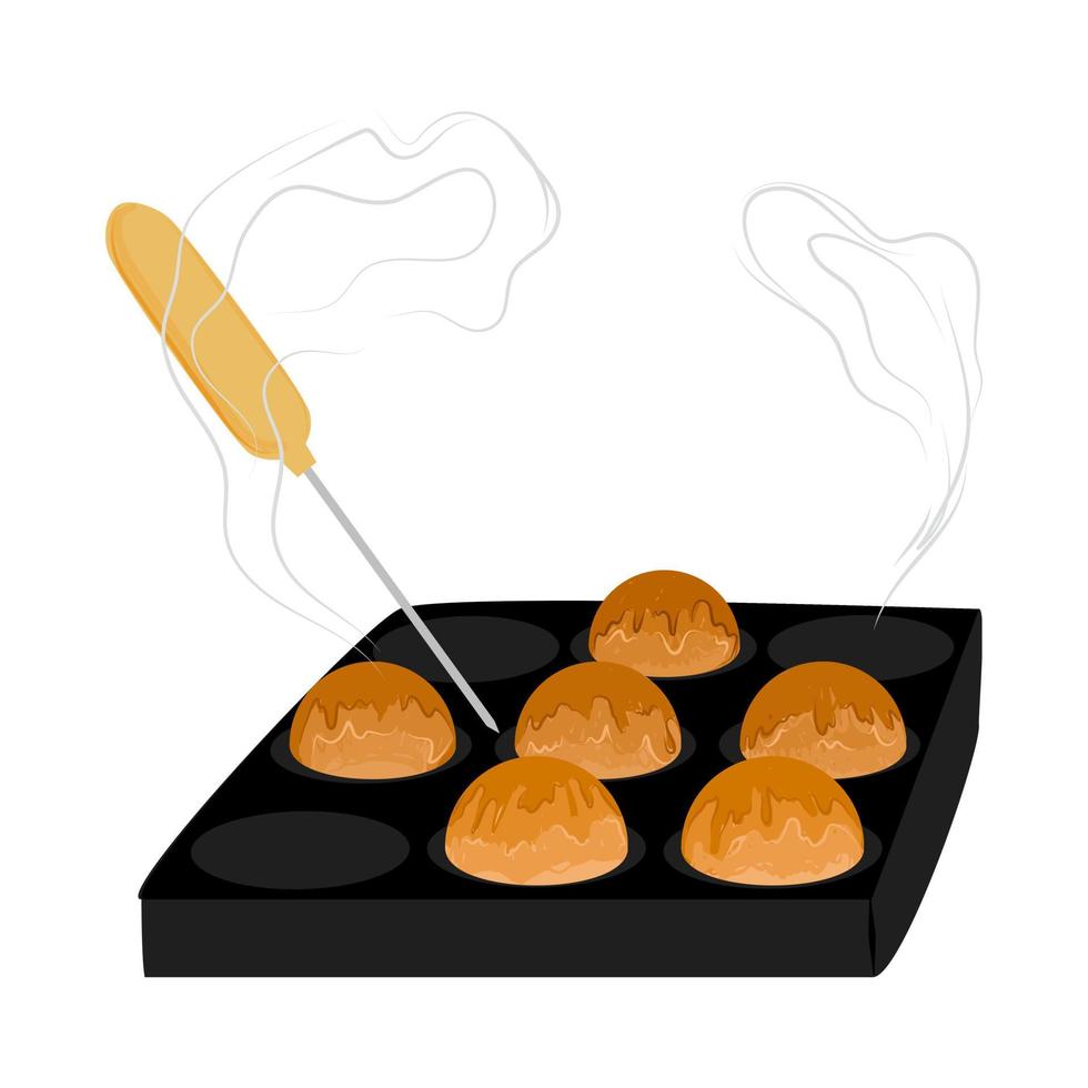 Vector illustration of Takoyaki. Japanese food.