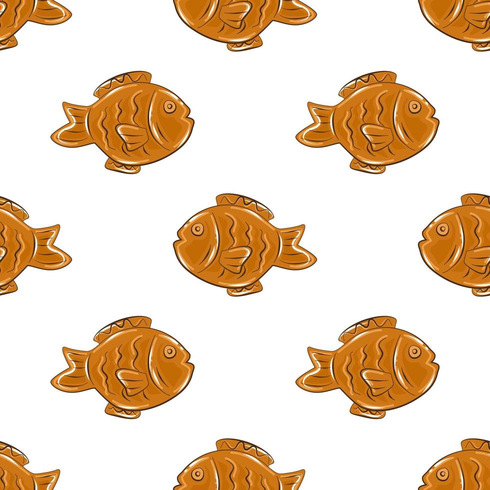 Seamless pattern of taiyaki desserts. Japanese sweets. Food wrapping paper pattern. vector