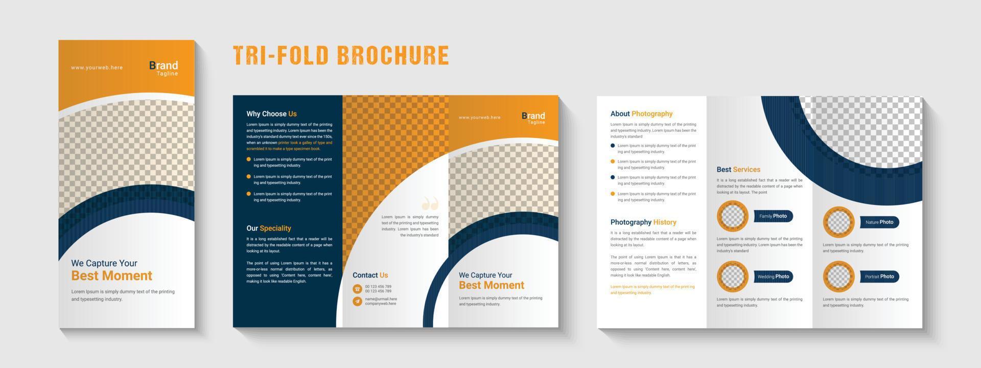 Corporate business tri-fold brochure template design, Creative business trifold brochure vector